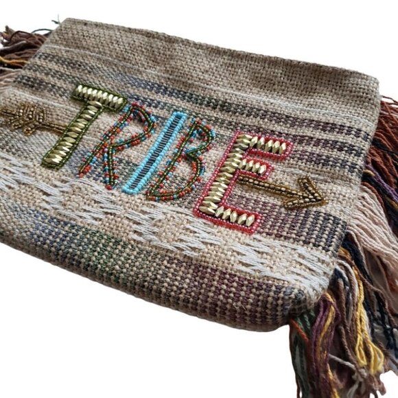 Ale by Alessandra tribe beaded jute clutch with fringe detail - Picture 3 of 10